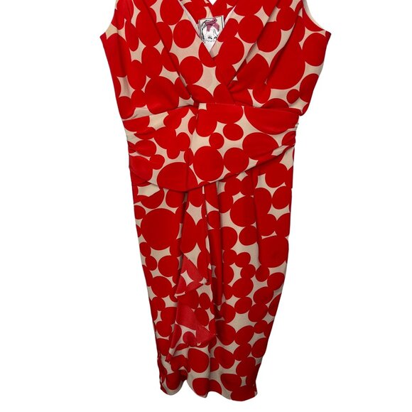 Yoana Baraschi Red Abstract Silk Sheath Dress Sleeveless Ruched Small - Picture 6 of 13